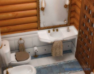Un baño en la casa de campo en una casa de madera llave en mano: esquemas, impermeabilización, molduras de inodoro