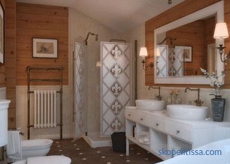 Diseño de baño en una casa de madera - las reglas de disposición de interior moderno