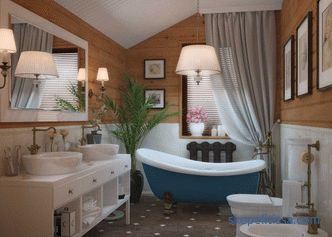 Diseño de baño en una casa de madera - las reglas de disposición de interior moderno